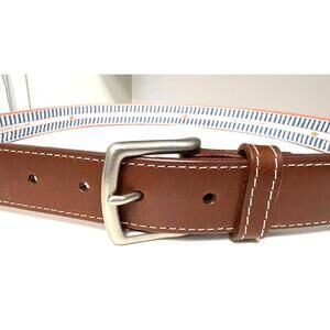 Peter Millar Belt / Orange / Size 38 / Leather Trim / Brass Buckle